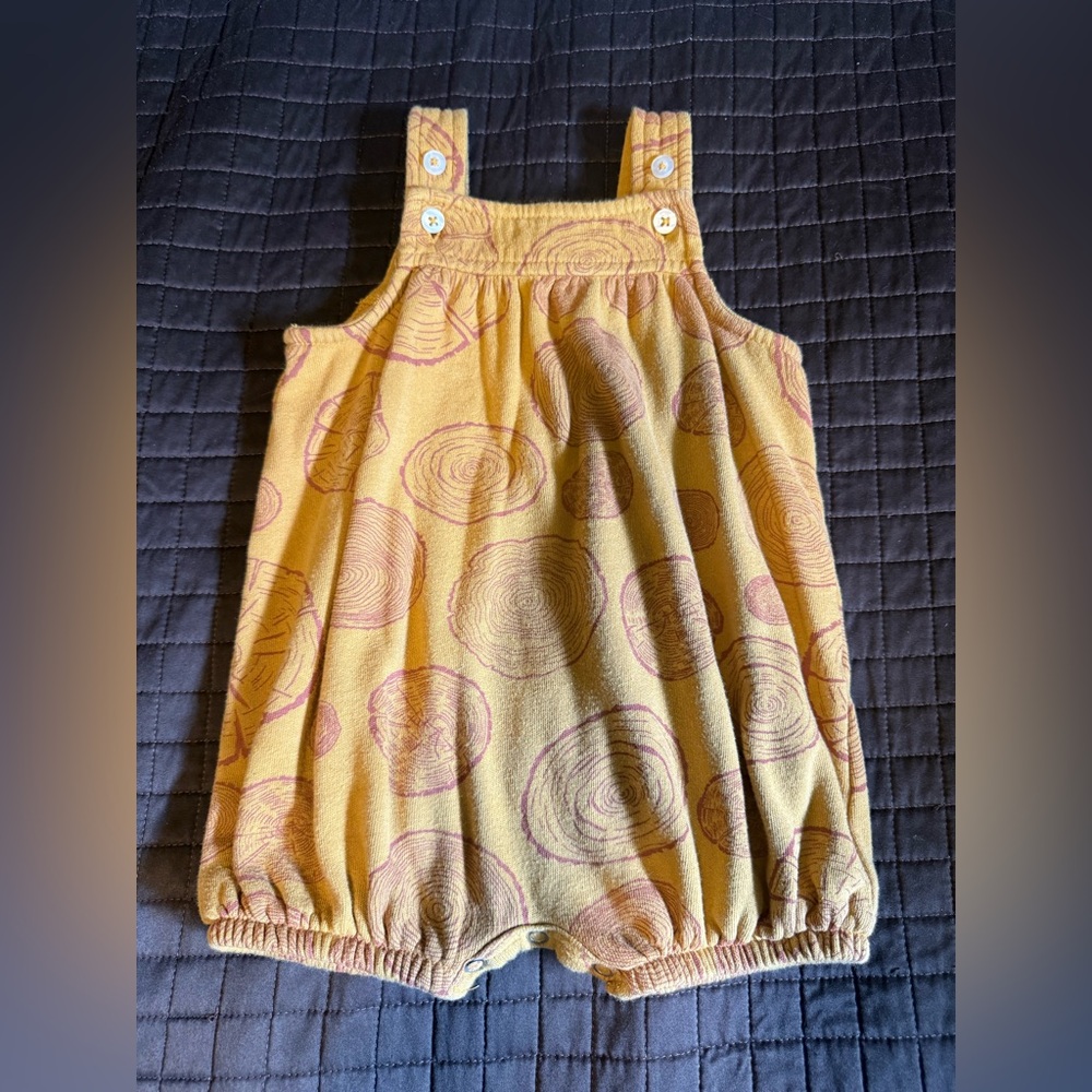 Kate Quinn overall shortie | tree rings | terry | 6-12mo
